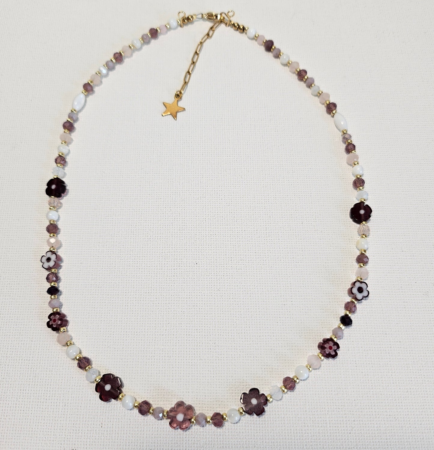 Mauve and Pink Flowers Necklace