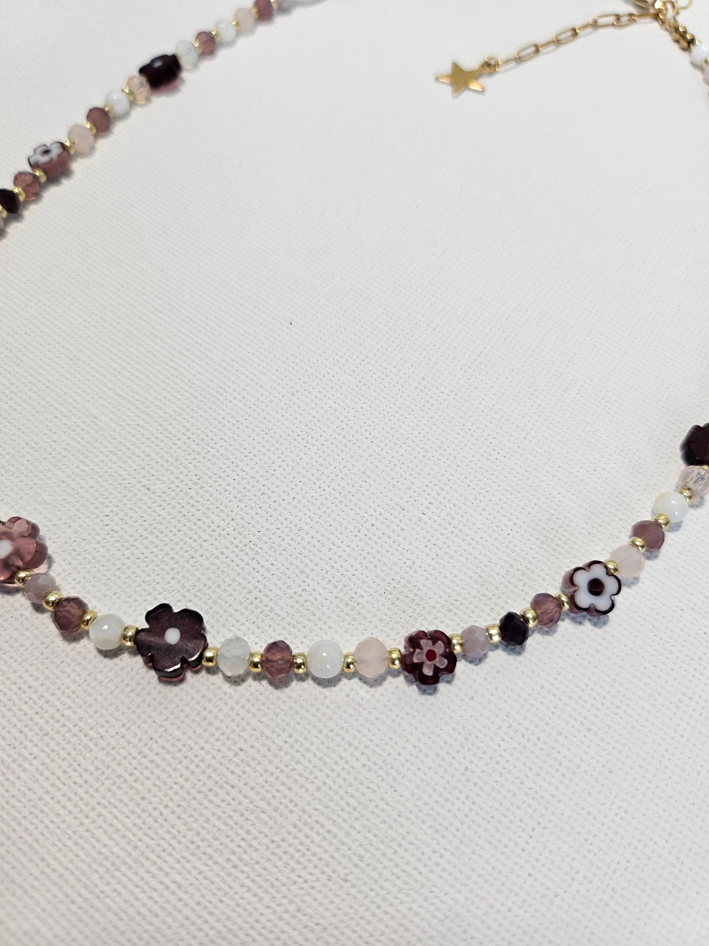 Mauve and Pink Flowers Necklace