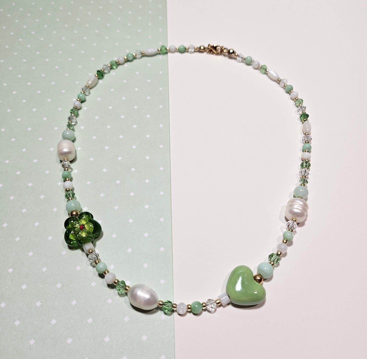 GREEN CERAMIC HEART NECKLACE