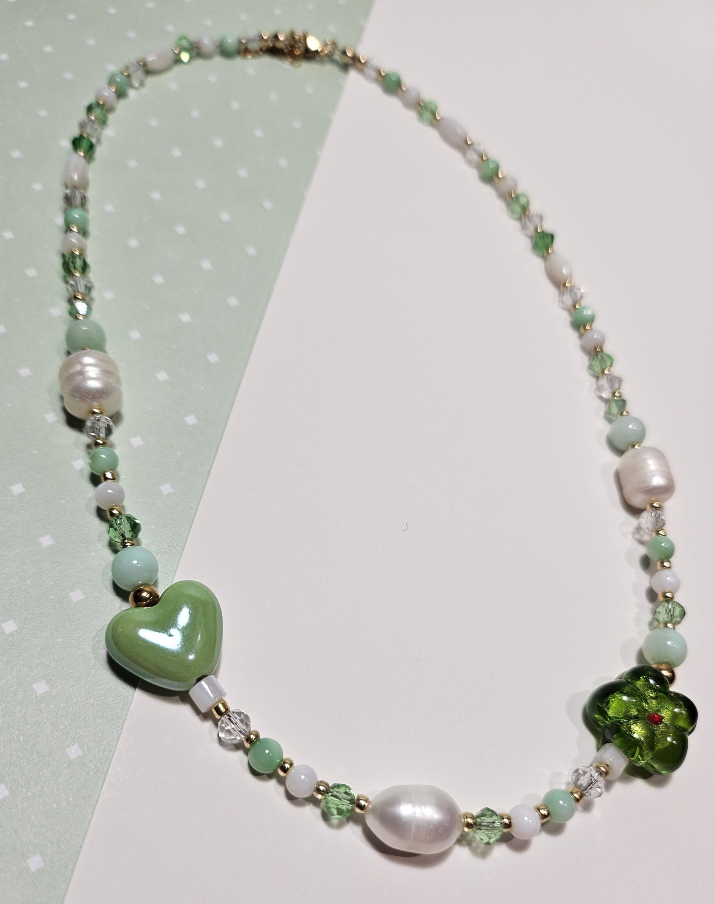 GREEN CERAMIC HEART NECKLACE