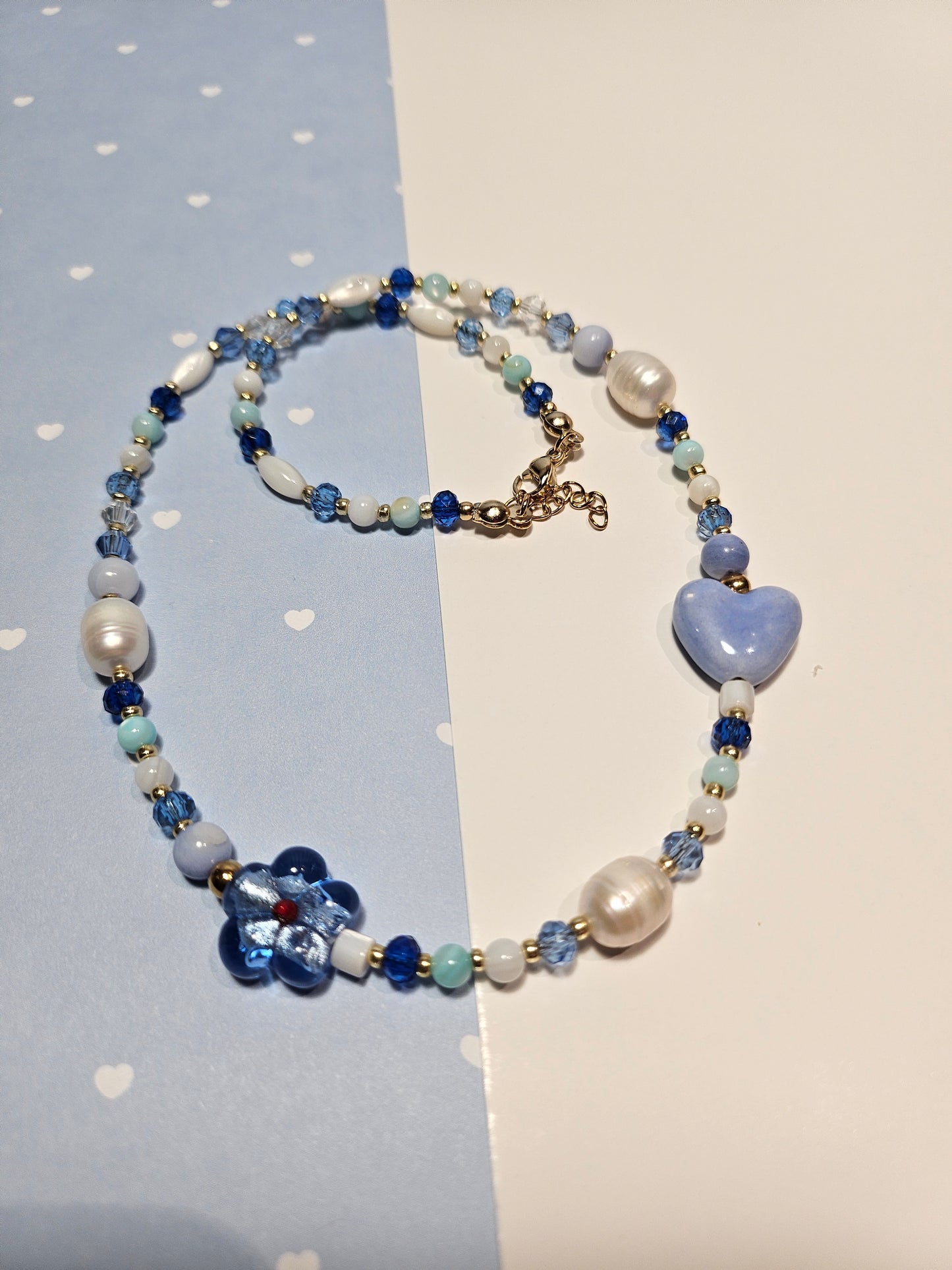 BLUE CERAMIC HEART NECKLACE