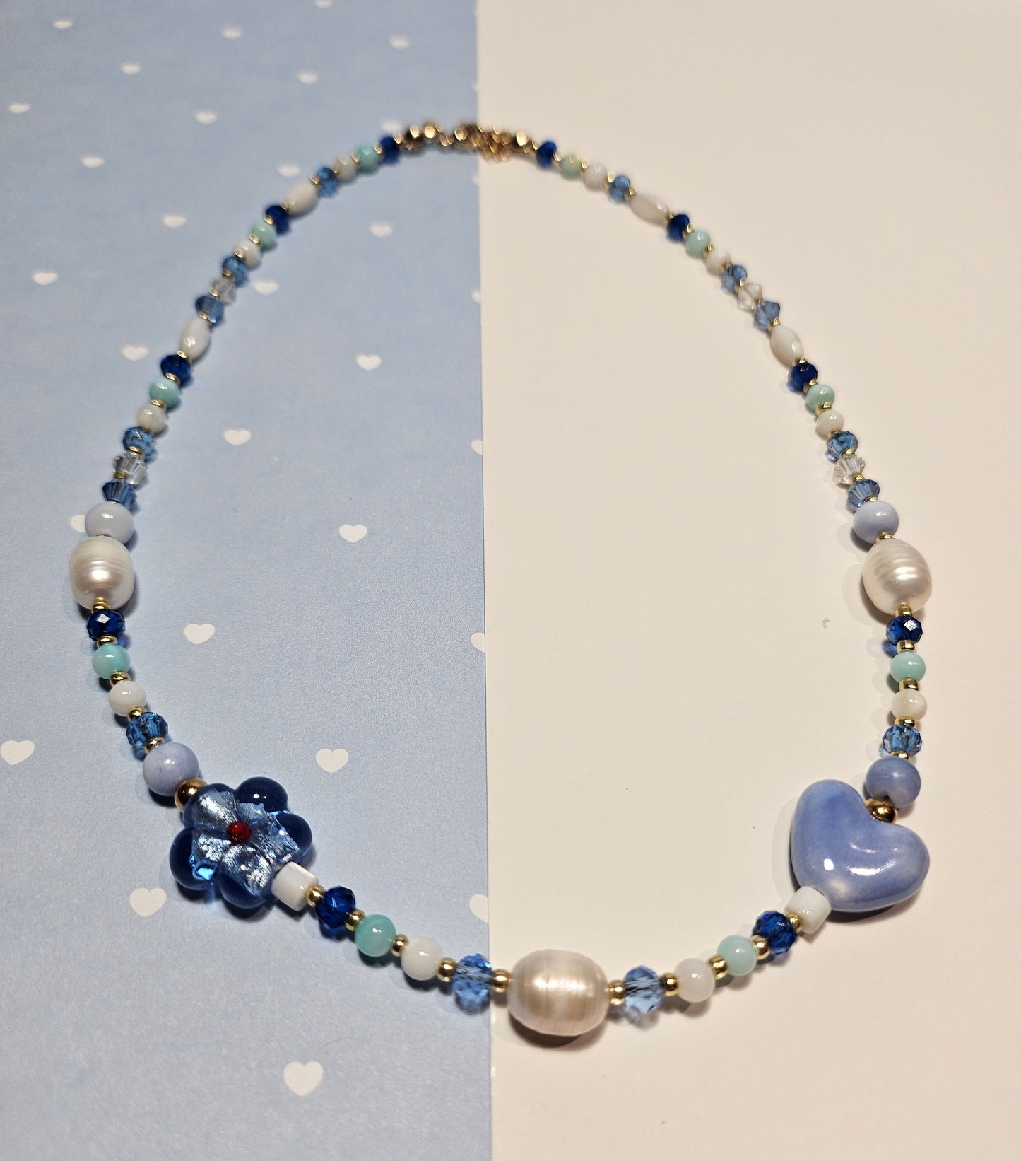 BLUE CERAMIC HEART NECKLACE