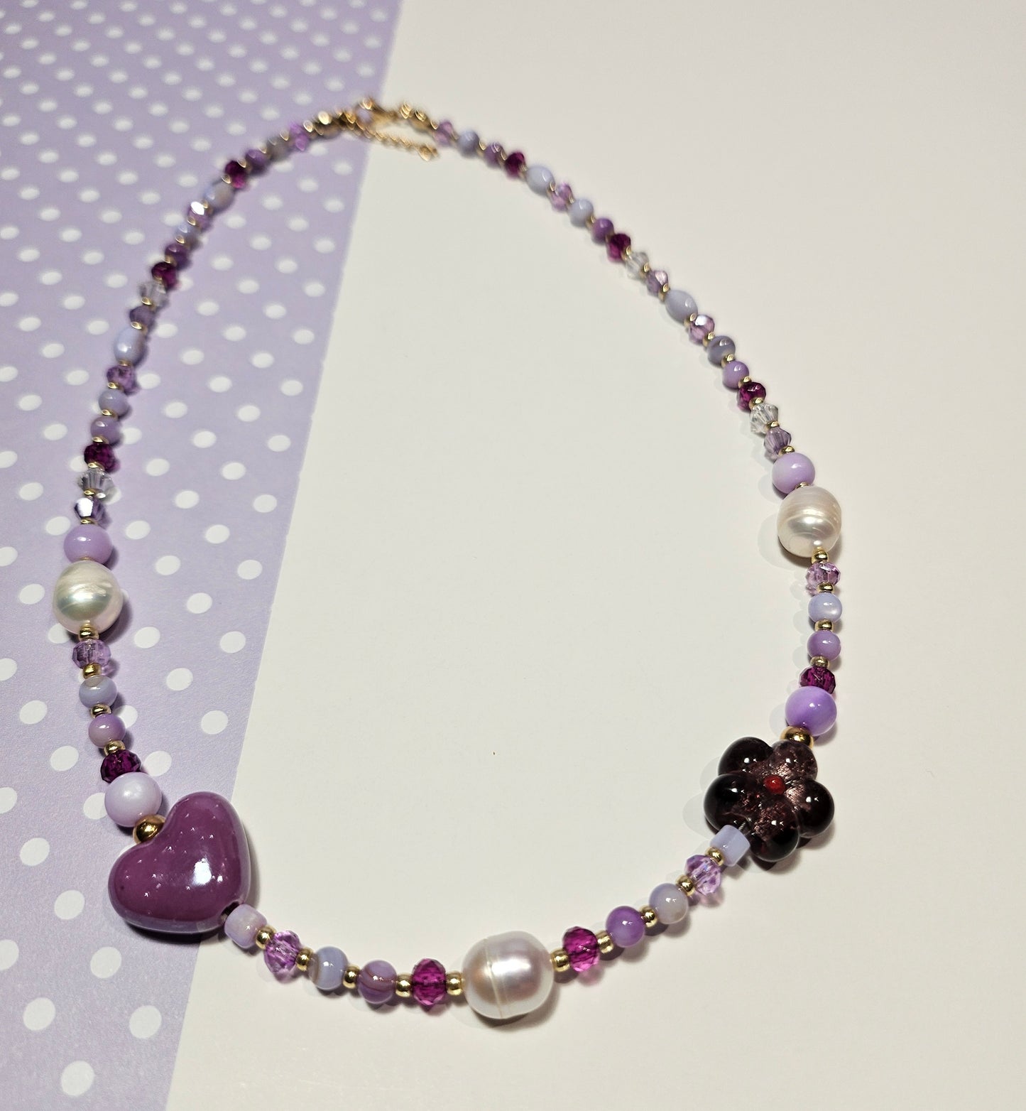 PURPLE CERAMIC HEART NECKLACE