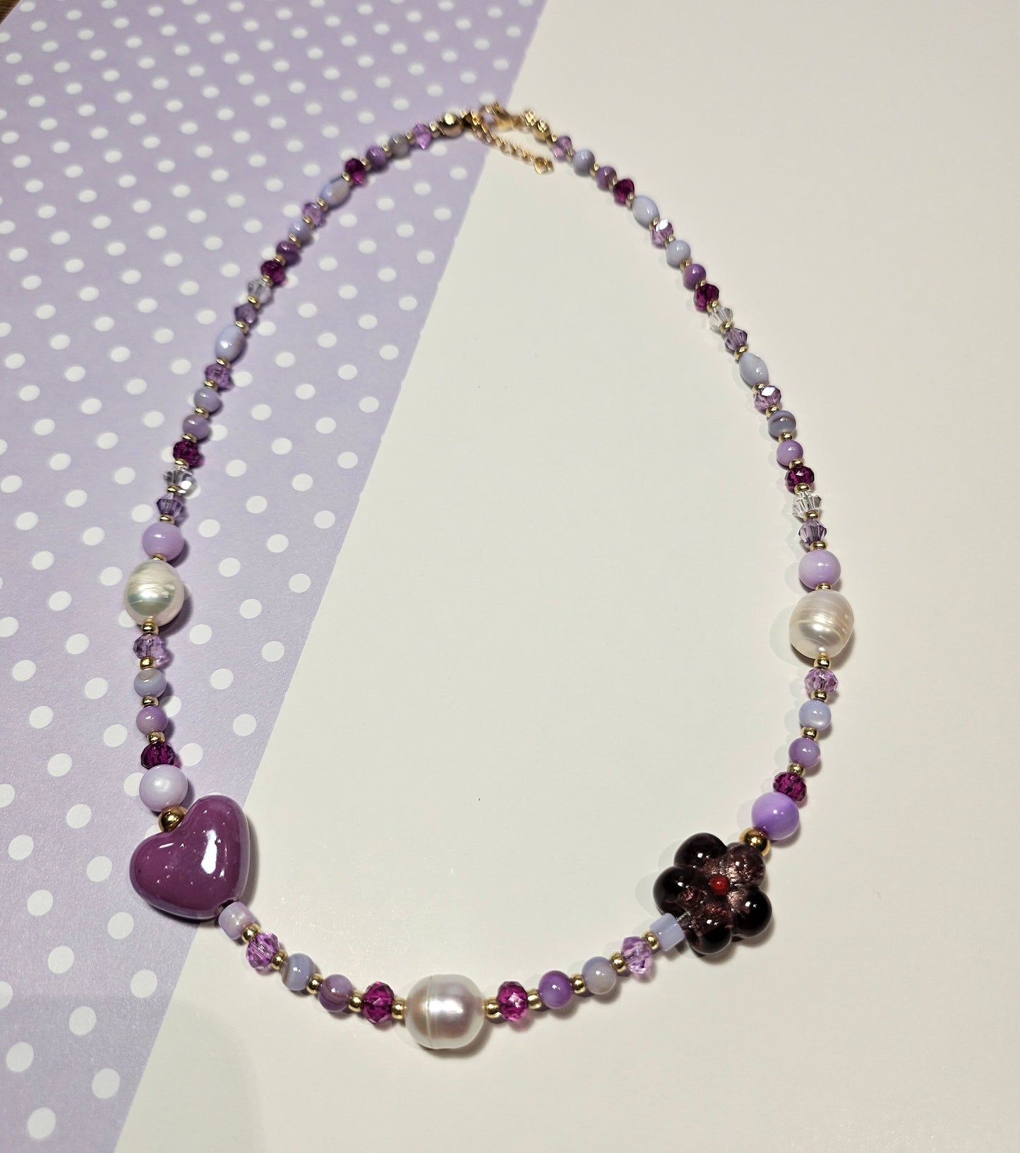 PURPLE CERAMIC HEART NECKLACE