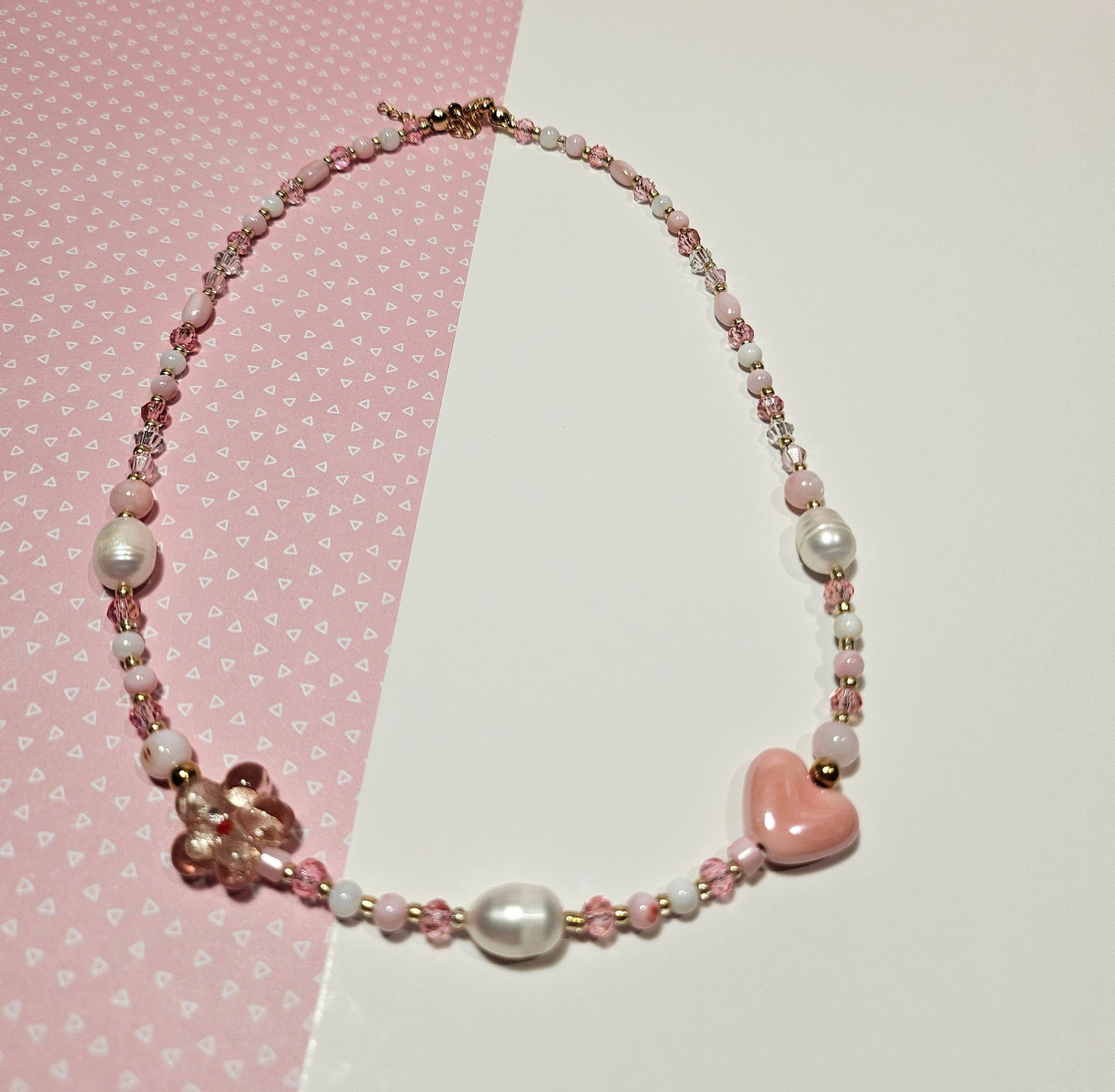 PINK CERAMIC HEART NECKLACE